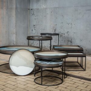 Ethnicraft round tray bijzettafel bijzettafelset, set van 2 - Afbeelding 2