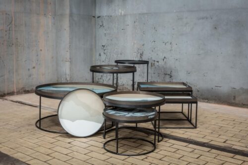 Ethnicraft round tray bijzettafel bijzettafelset, set van 2