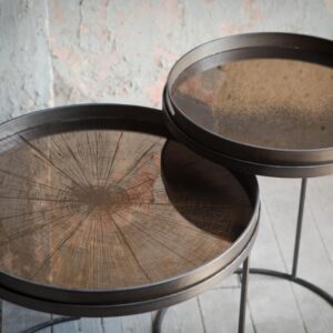 Ethnicraft round tray bijzettafel bijzettafelset, set van 2 - Afbeelding 1
